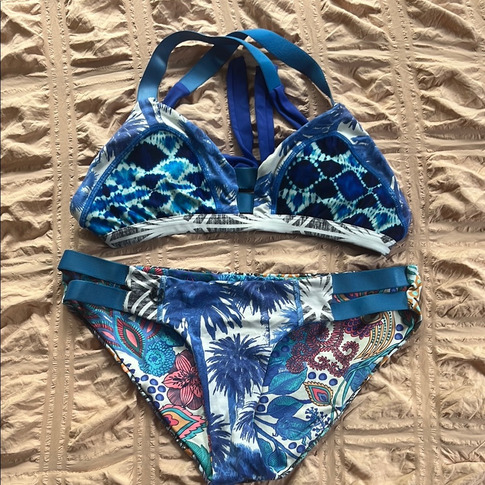 Blue Patterned Bikini Set